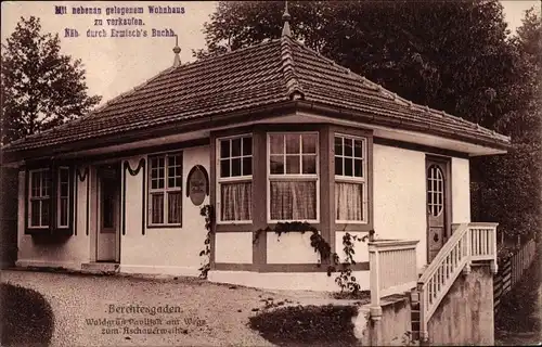 Ak Berchtesgaden in Oberbayern, Waldgrün Pavillon am Wege zum Aschauerweiher