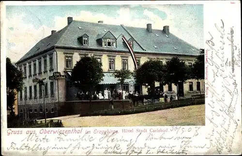 Ak Oberwiesenthal im Erzgebirge, Hotel Stadt Carlsbad