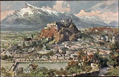 Künstler Ak Compton, Edward Harrison, Salzburg gegen den Untersberg