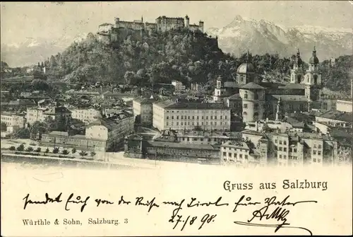 Ak Salzburg in Österreich, Panorama gegen Untersberg, Festung