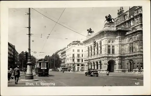 Ak Wien I. Innere Stadt, Opernring, Straßenbahn
