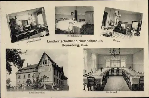 Ak Ronneburg in Thüringen, Landwirtschaftliche Haushaltschule, Küche, Unterrichtssaal