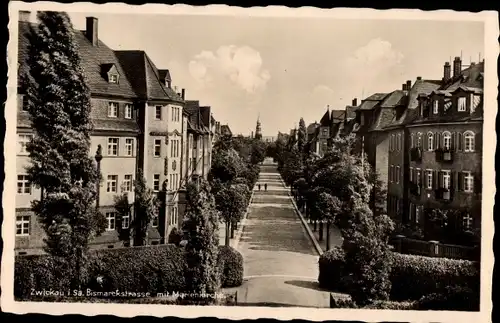 Ak Zwickau in Sachsen, Bismarckstraße, Marienkirche