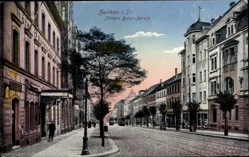 Ak Zwickau in Sachsen, Mittlere Bahnhofstraße, Hotel Bayerischer Hof