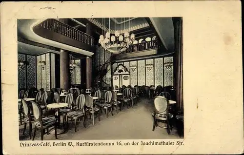 Ak Berlin Charlottenburg, Prinzess-Cafe, Kurfürstendamm 16, an der Joachimsthaler Straße
