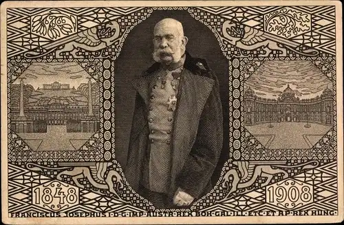 Ganzsachen Ak Kaiser Franz Joseph I., Portrait, Jubiläum 1848-1908