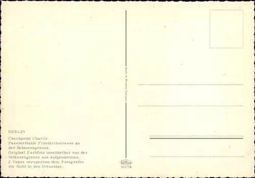 Ak Berlin Mitte, Checkpoint Charlie von der westlichen Sektorengrenze aus aufgenommen, Vopos