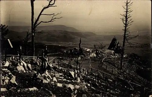 Ak Vosges, Cimetiere et Monument des Chasseurs