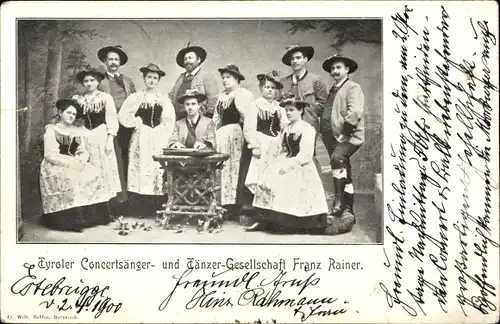 Ak Tyroler Concertsänger und Tänzer-Gesellschaft Franz Rainer, Trachten, Zither