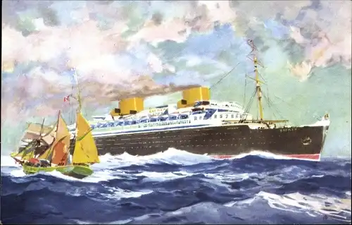 Künstler Ak Vierschrauben-Turbinen-Schnelldampfer Bremen, Norddeutscher Lloyd Bremen