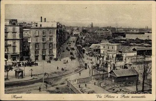 Ak Napoli Neapel Campania, Via Piliero e Porto mercantile