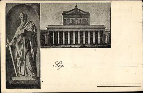 Ak Roma Rom Lazio, Adolfo Papalini, Statue, Gebäude