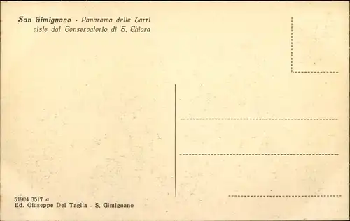 Ak San Gimignano Toskana Italien, Panorama delle Torri, viste dal Conservatorio di S. Chiara