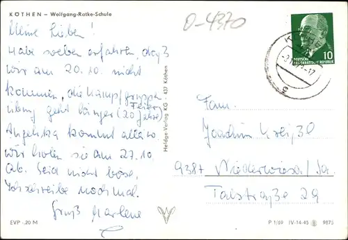 Ak Köthen in Anhalt, Wolfgang Ratke-Schule