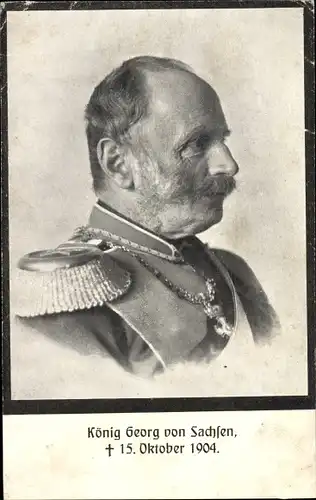 Ak König Georg von Sachsen, Portrait, Trauerkarte