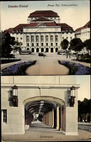 Ak Dresden Zentrum Altstadt, Neues Königliches Schauspielhaus, Laubengang