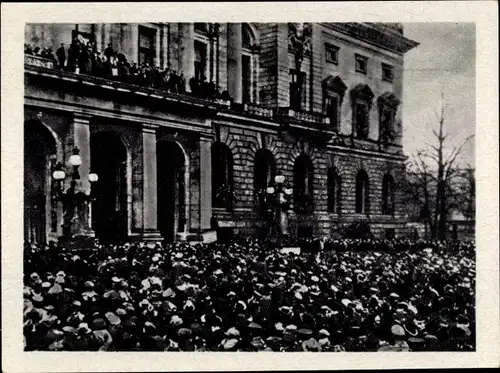 Sammelbild Geschichte der deutschen Arbeiterbewegung Teil III, Bild 4 Karl Liebknecht, Rede 1918