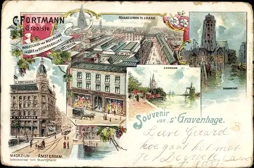 Litho 's Gravenhage Den Haag Südholland, Zaandam, C. Fortmann Magazijnen Amsterdam, Hage