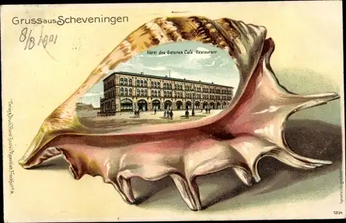 Muschel Litho Scheveningen Den Haag Südholland, Hotel des Galeries, Café, Restaurant