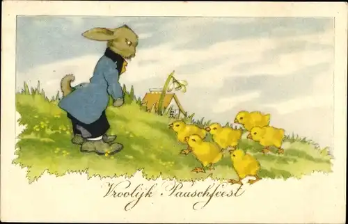 Ak Glückwunsch Ostern, Osterhase, Küken