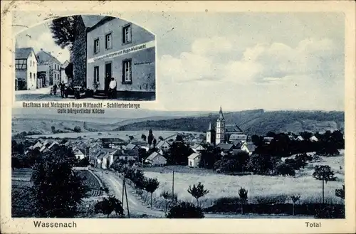 Ak Wassenach in der Eifel, Gesamtansicht, Gasthaus und Metzgerei Hugo Mittnacht, Schülerherberge