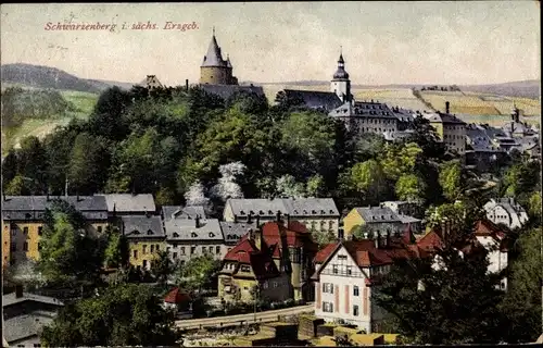 Ak Schwarzenberg im Erzgebirge Sachsen, Blick auf Stadt und Kirche