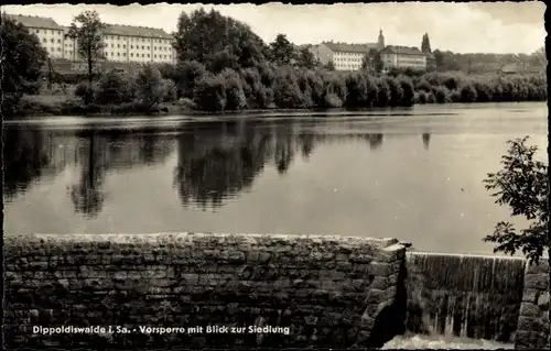 Ak Dippoldiswalde im Erzgebirge, Vorsperre mit Blick zur Siedlung