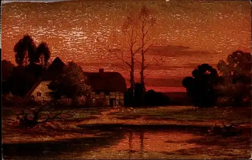 Künstler Ak Hoy, Walter, Sonnenuntergang