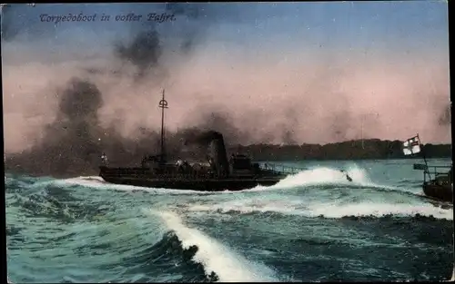 Ak Deutsches Kriegsschiff, Torpedoboot in voller Fahrt