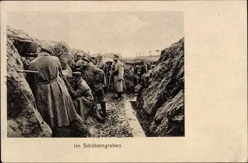 Ak Im Schützengraben, Deutsche Soldaten, Gewehr, Schlamm