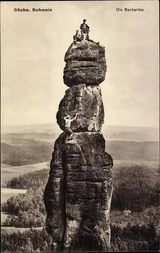 Ak Pfaffendorf Königstein an der Elbe Sächsische Schweiz, Barbarine, Kletterer