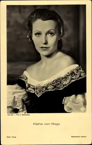 Ak Schauspielerin Käthe von Nagy, Portrait, Ross Verlag 8730/1