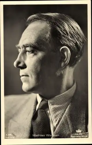 Ak Schauspieler Mathias Wieman, Portrait im Profil, Ross A 3308/1