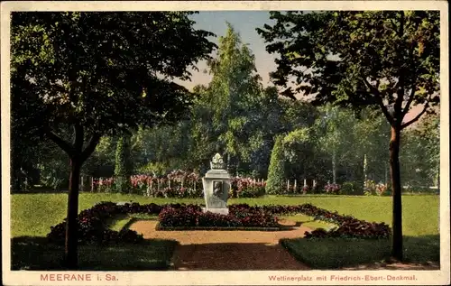 Ak Meerane in Sachsen, Wettinerplatz, Friedrich Ebert Denkmal