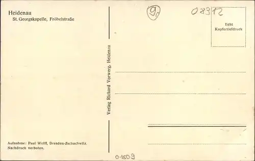 Ak Heidenau in Sachsen, St. Georgskapelle, Fröbelstraße