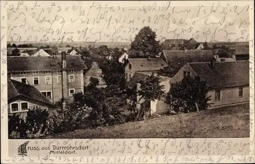 Ak Dürrrhörsdorf in Sachsen, Blick auf das Mitteldorf, Wohnhäuser