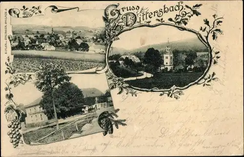 Ak Dürrröhrsdorf Dittersbach in Sachsen, Panorama, Kirchturm, Teilortsansicht