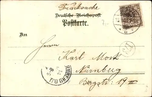 Litho Chemnitz in Sachsen, Bahnhof, Staatslehranstalt, Rathaus