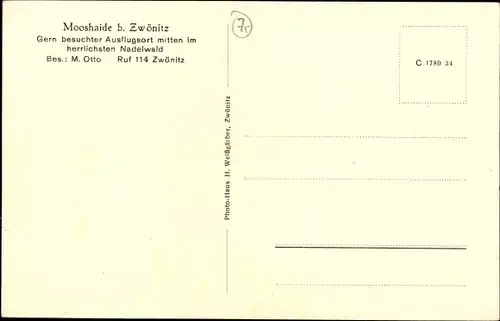 Ak Zwönitz im Erzgebirge Sachsen, Mooshaide