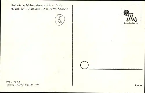 Ak Hohnstein Sächsische Schweiz, Haselhuhn's Gasthaus Zur Sächs. Schweiz