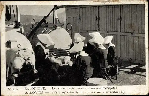 Ak Thessaloniki Griechenland, Sisters of Charity as nurses on a hospital ship