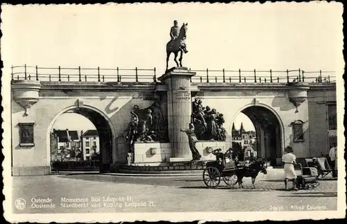 Ak Ostende Westflandern, Monument Roi Leopold II.