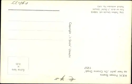 Ak Prinzessin Beatrix der Niederlande, op haar jacht De Groene Draak, 1957