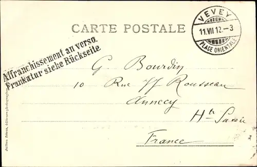 Ak Vevey Kanton Waadt, Dent du Midi, Blick auf den Ort