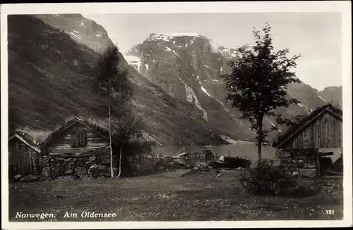 Ak Norwegen, Dorfpartie am Oldensee