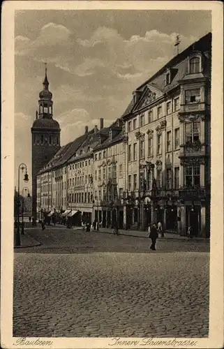 Ak Bautzen in der Lausitz, Blick in die innere Lauenstraße, Passanten