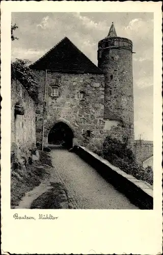 Ak Bautzen in der Lausitz, Blick zum Mühltor, Turm
