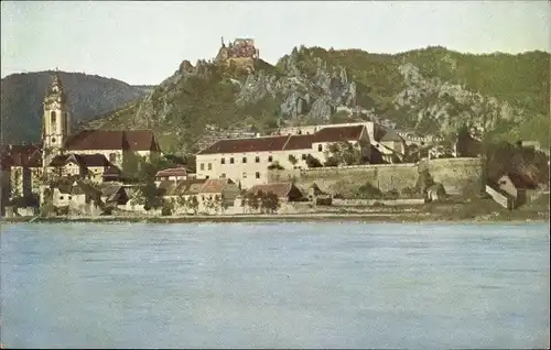 Ak Dürnstein an der Donau Wachau Niederösterreich, Teilansicht mit Burg St. Michael