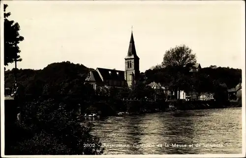 Ak Anseremme Dinant Wallonien Namur, Zusammenfluss von Maas und Lesse