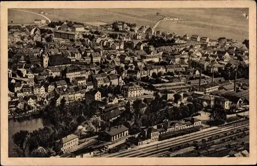 Ak Ronneburg in Thüringen, Fliegeraufnahme, Bahnhof